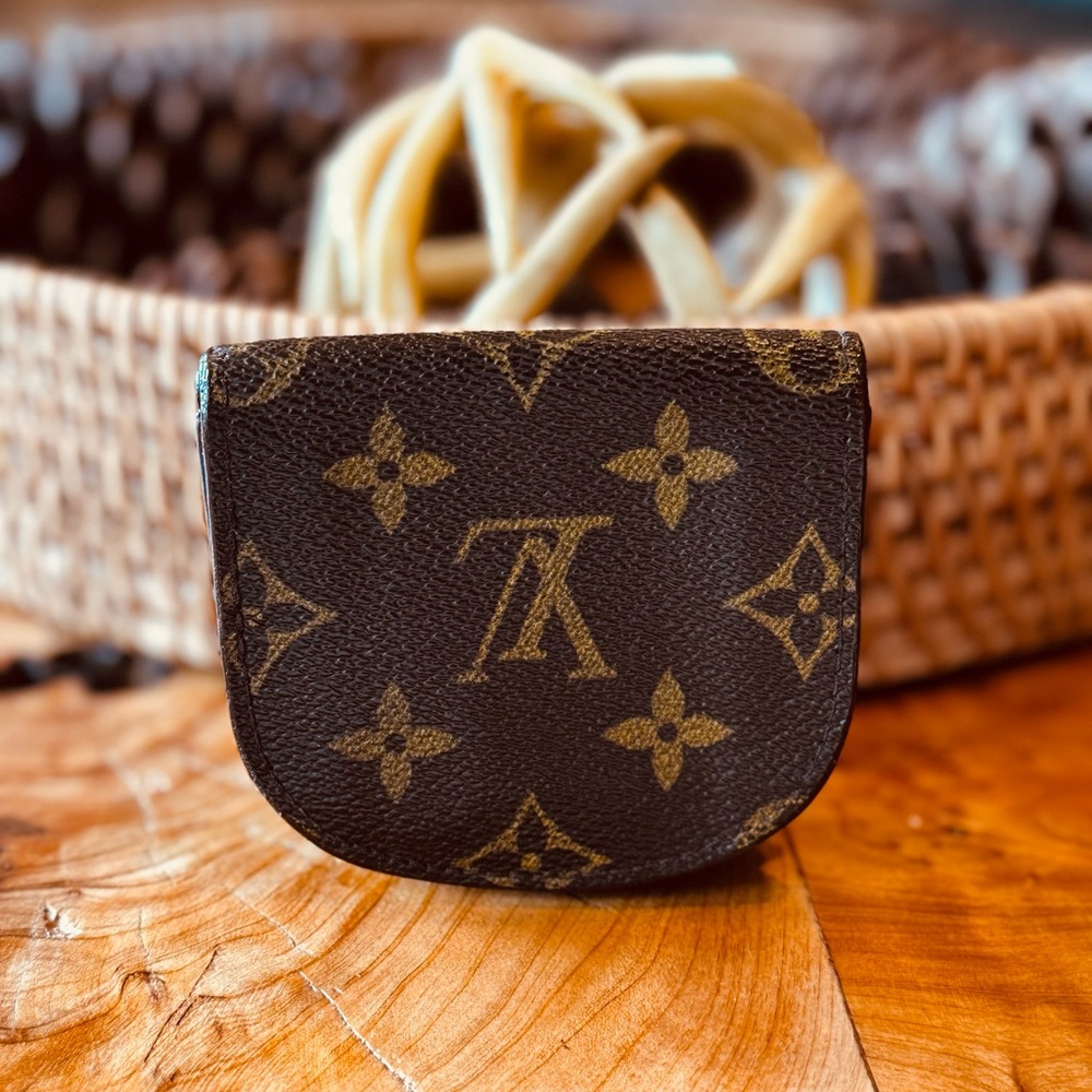 Louis Vuitton Monogram Porte Monnaie Gousset Coin Purse Wallet Brown - Picture 3 of 12